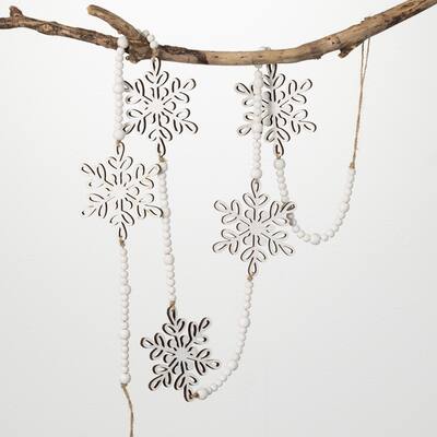 55.5" Dangling Snowflake Garland - White