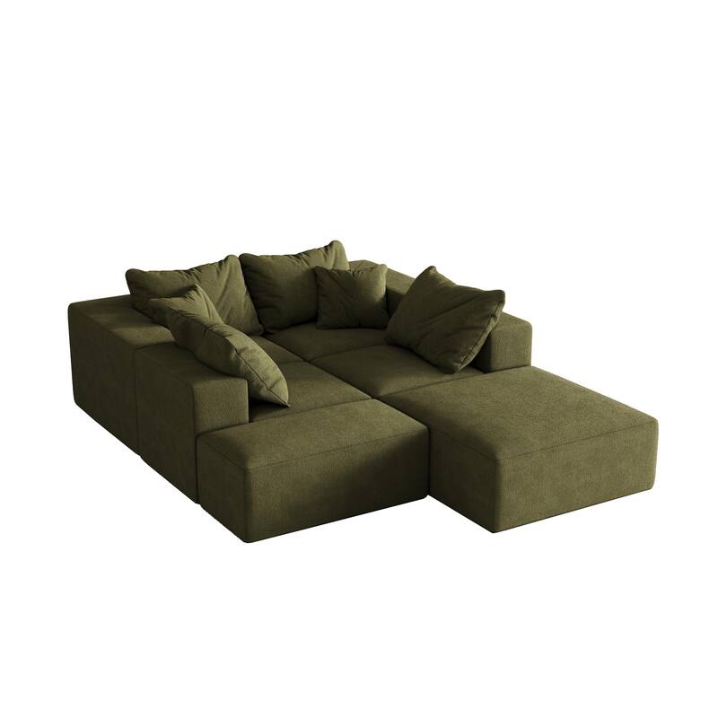 Living Room Modular Couch Chenille Upholstered Sectional Sofa Set