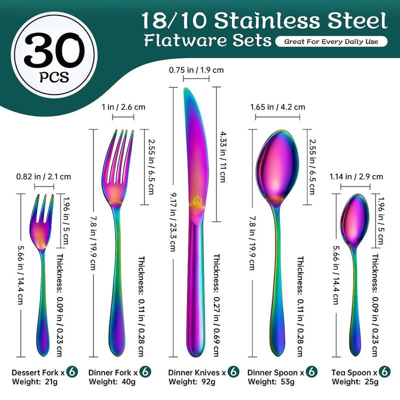 vancasso 18/10 Stainless Steel Silverware Set, Flatware Service for 6 or 12