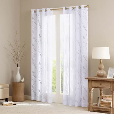 Grommet Top Sheer Burnout Window Curtain(1 Pc Panel)