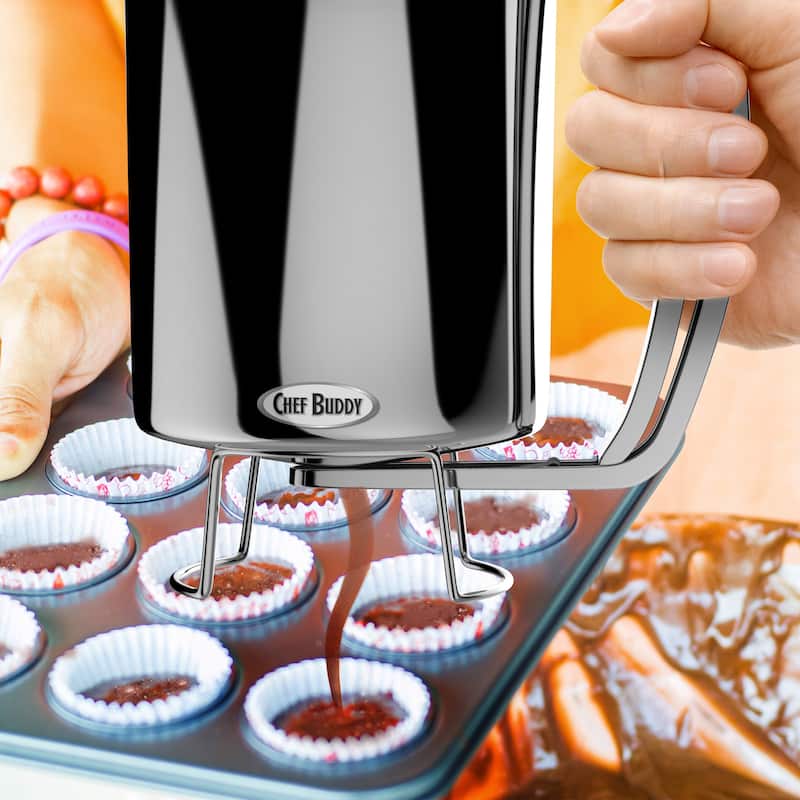 Pancake Batter Dispenser - Gourmet Stainless-Steel Pourer - No Drip Dispenser by Chef Buddy