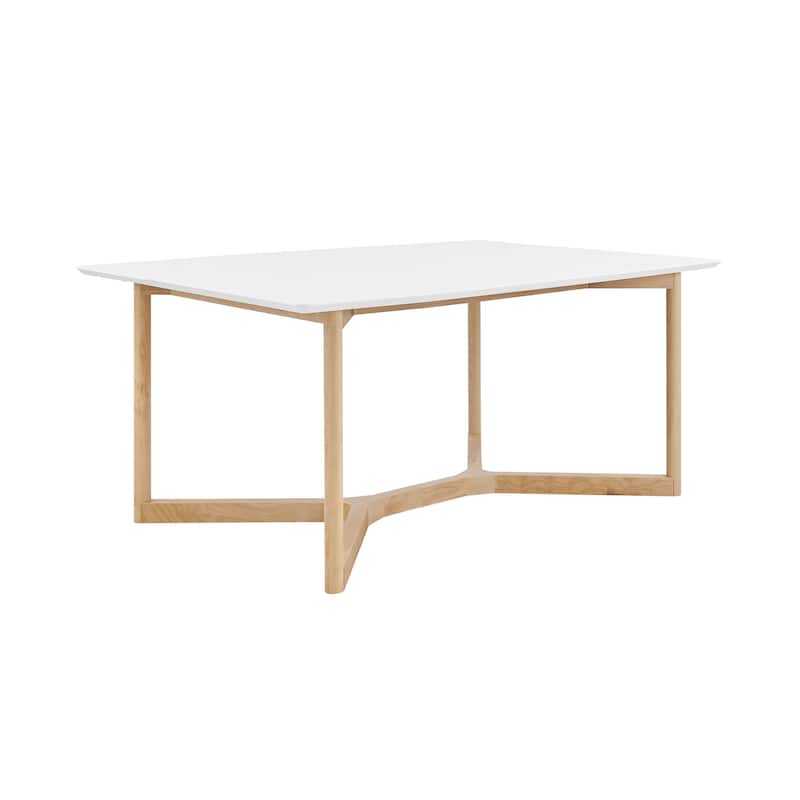 HomeRoots 63" White and Natural Solid Wood Sled Base Dining Table - 63.00 in. x 30.00 in. x 31.50 in.