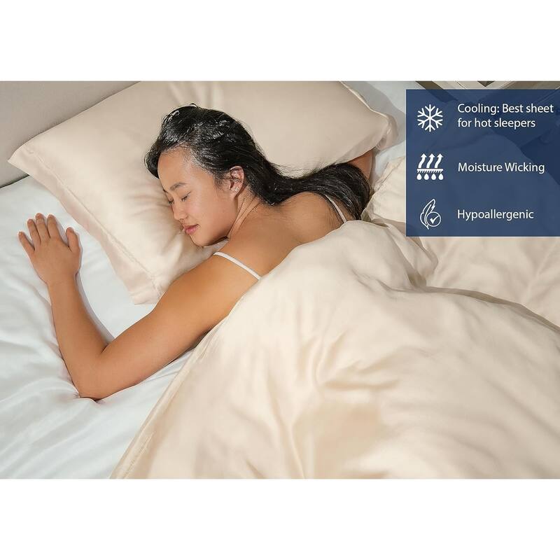 Delara 100% Eucalyptus Lyocell Tencel Fitted Sheet & Pillowcases, Naturally Cooling, Moisture-Wicking, Smooth & Breathable