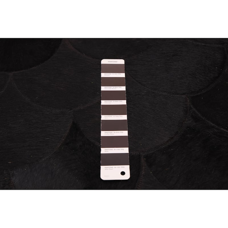 ECARPETGALLERY Handmade Cowhide Patchwork Black Leather Rug - 6'4 x 6'4