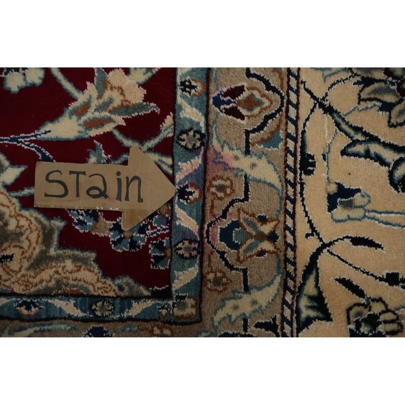 Hand Knotted Oriental 100% Wool Carpet Traditional Floral Red Nain Area Rug - 19' 0'' X 12' 10''