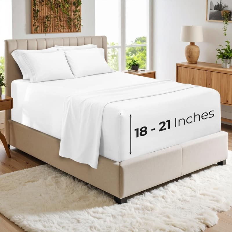 Superior Egyptian Cotton 1000 TC Deep Pocket Sheet Set - 18" & 20" Extra Deep Pocket Options
