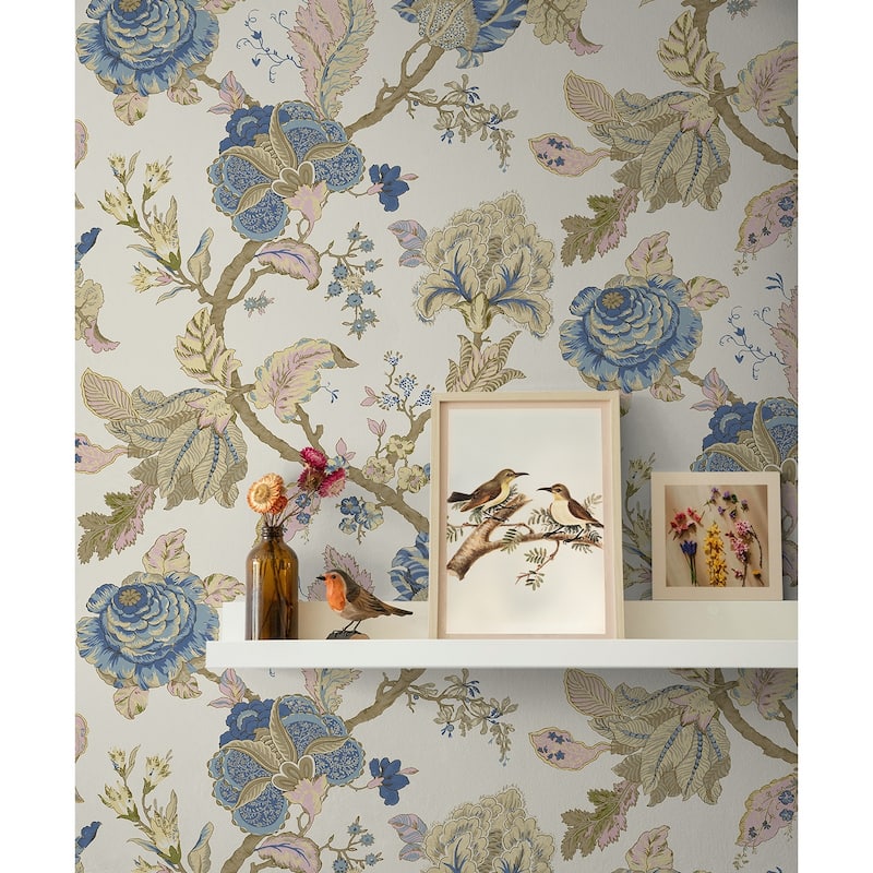 Seabrook Designs Lana Jacobean Prepasted Wallpaper
