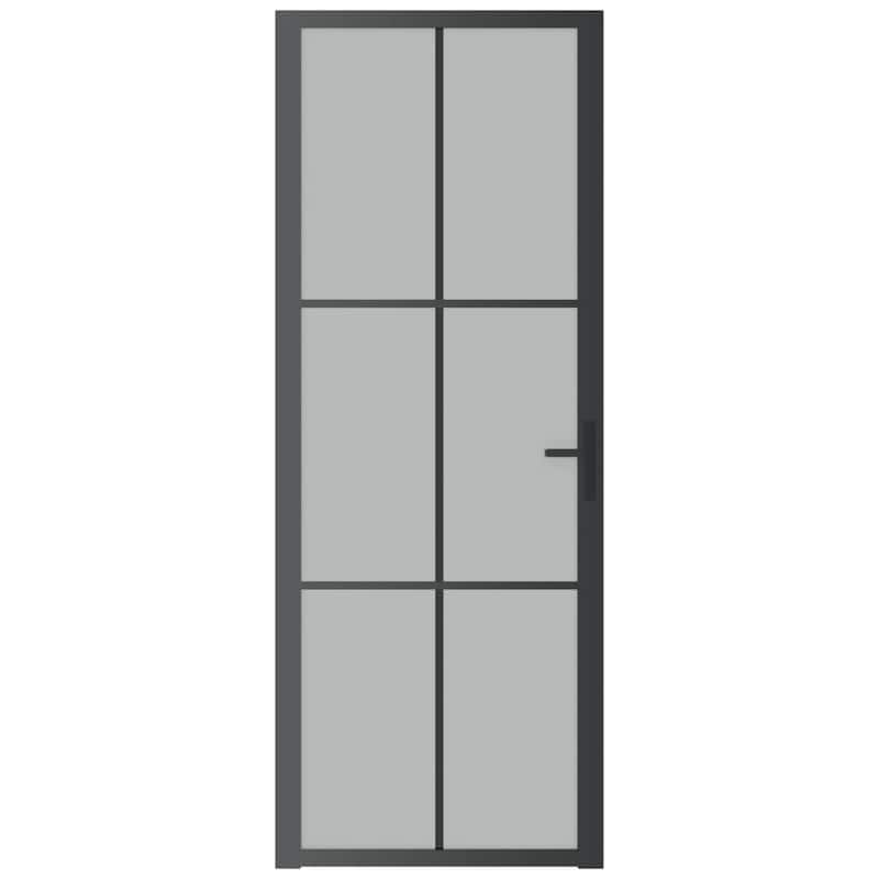 vidaXL Glass Door Interior Door with Alloy Handle ESG Glass and Aluminum Black