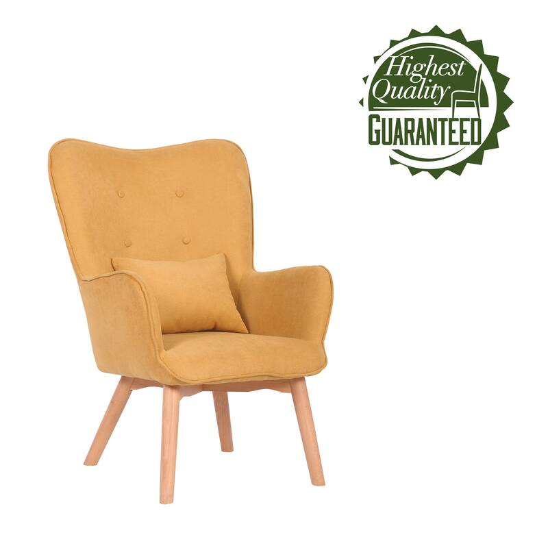Porthos Home Panya Fabric Accent Chair with Pillow, Rubberwood Legs