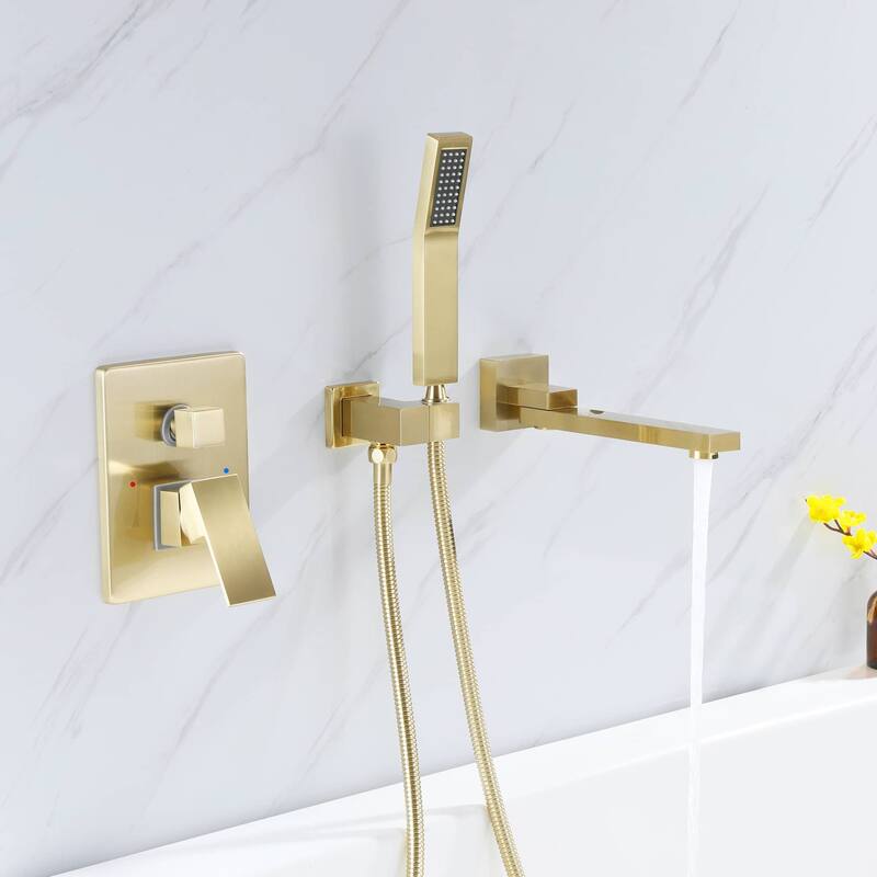 Wall Mounted Tub Faucets With Hand Shower Single Handle Bathtub Faucets Modern Bathroom Tub Fillers With Valve
