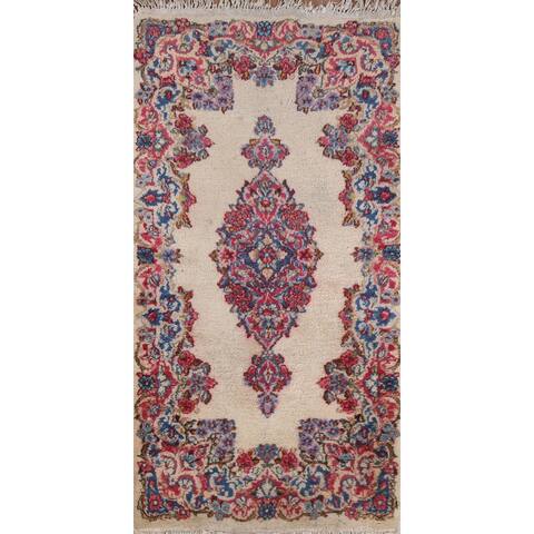 Vintage Traditional Kerman Persian Wool Rug Hand-knotted Foyer Carpet - 1'10" x 4'2"