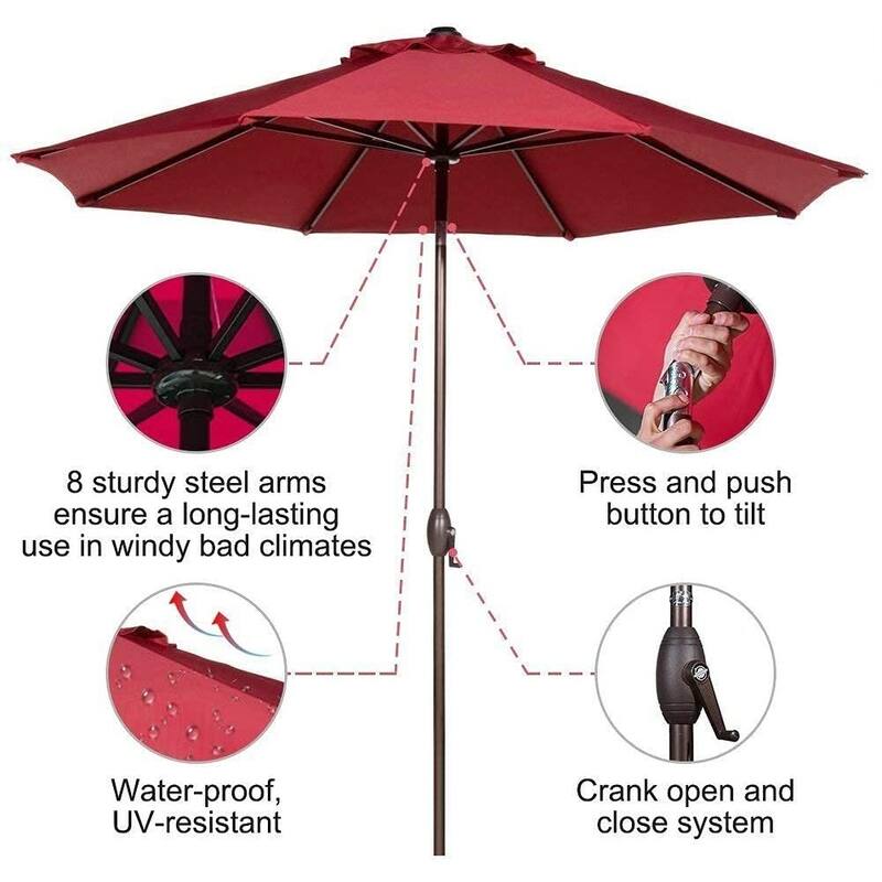 9FT Outdoor Market Patio Umbrella with Push Button Tilt and Crank,Table Umbrella,Swimming Pool Umbrella