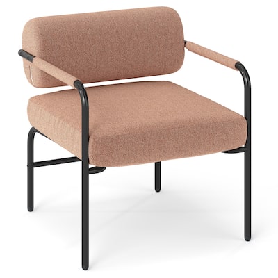 Brown Velvet Metal Accent Chair with Thick Cushion and Armrests - 27.5" x 25.5" x 29"
