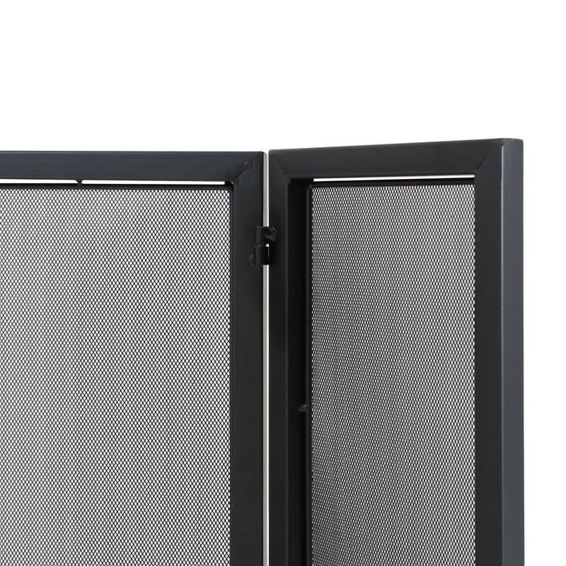 Christopher Knight Home - Quiana Modern Iron Fireplace Screen with Minimalist Mesh Panels - 40" W x 31" H