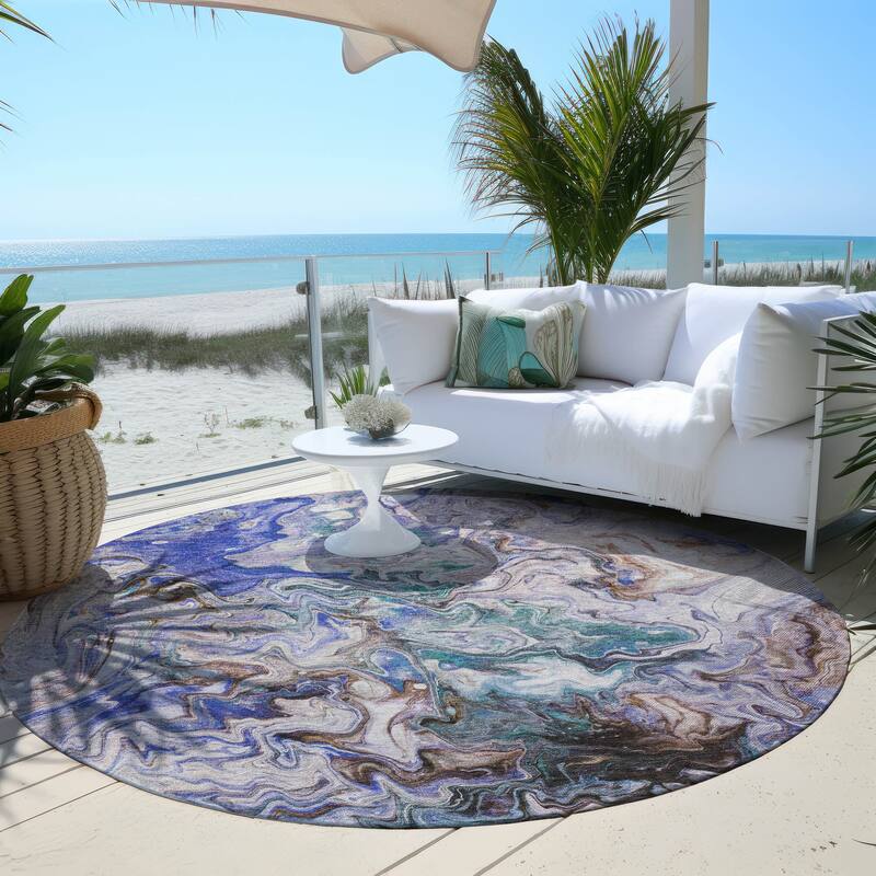 Machine Washable Indoor/ Outdoor Chantille Abstract Contempoary Rug