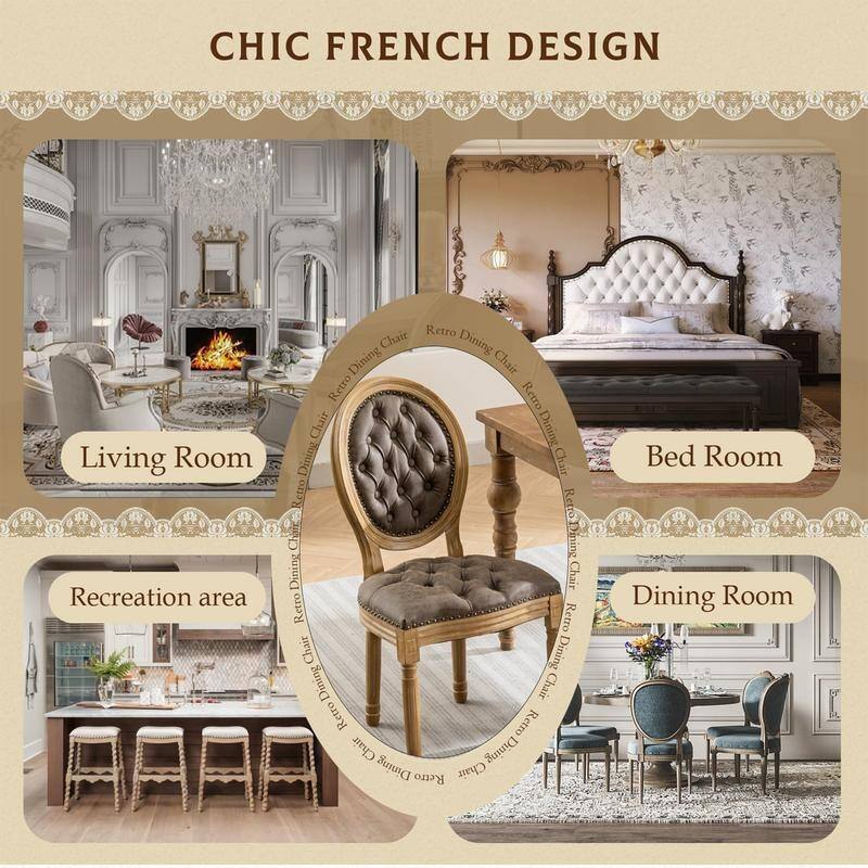 French Style Solid Wood Dining Chair with Nailhead Set of 4