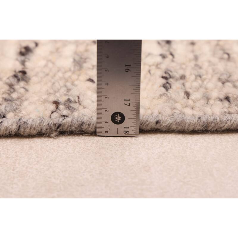 ECARPETGALLERY Hand Woven Looma Ivory Wool Rug - 7'10 x 9'10