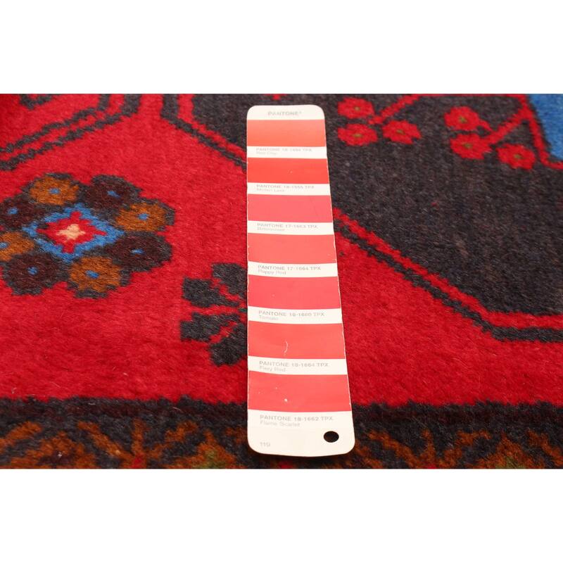 ECARPETGALLERY Hand-knotted Baluch Red Wool Rug - 3'4 x 9'2
