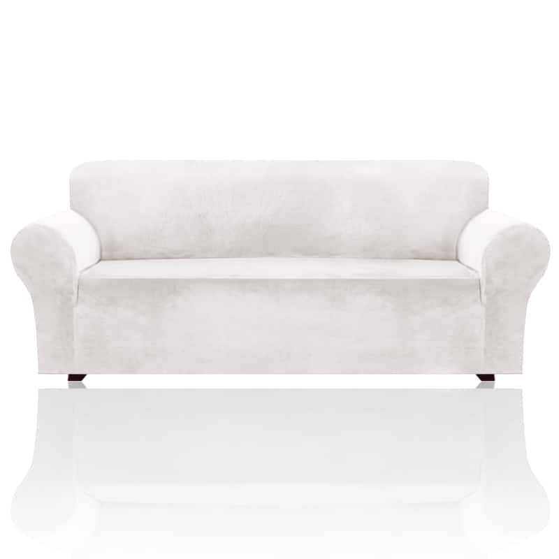 1-Piece Stretch Velvet Plush Sofa Slipcover