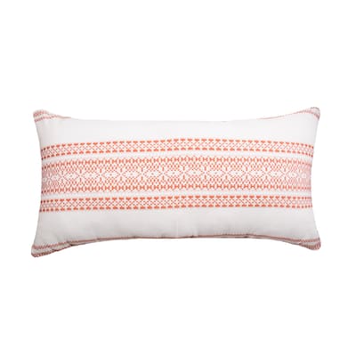 12" x 24" Clayton Rust Geometric Woven Lumbar Throw Pillow