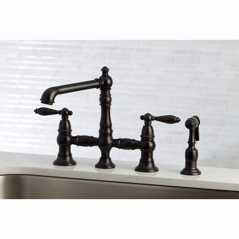 Kingston Brass English Country Kitchen Faucet with Side Sprayer On