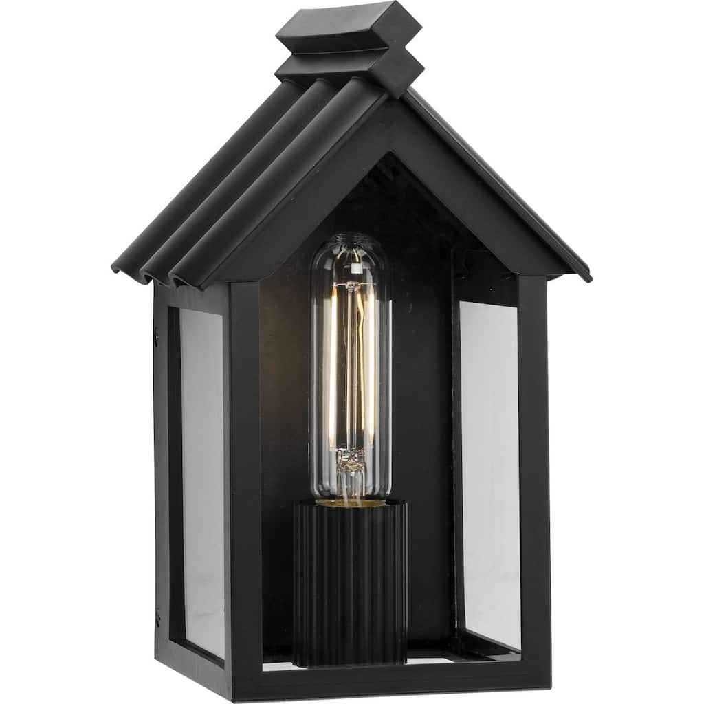 POINT DUME® Dunemere Matte Black Outdoor Wall Lantern with DURASHIELD - 6.65 in x 5.875 in x 10.5 in