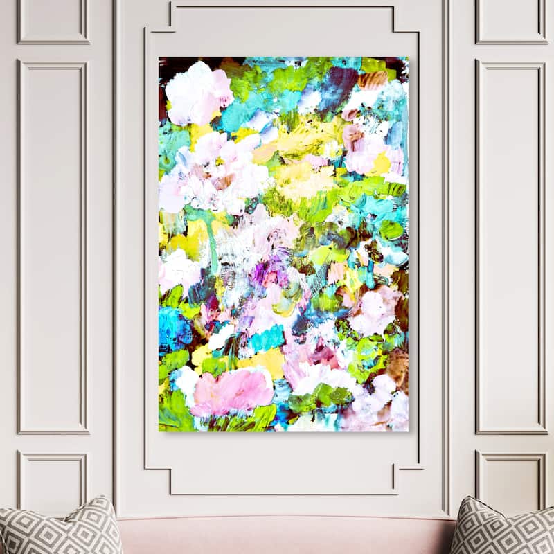 Wynwood Studio Abstract Tea Garden Blue and Modern & Contemporary Wall Art Canvas Print - 54 x 36