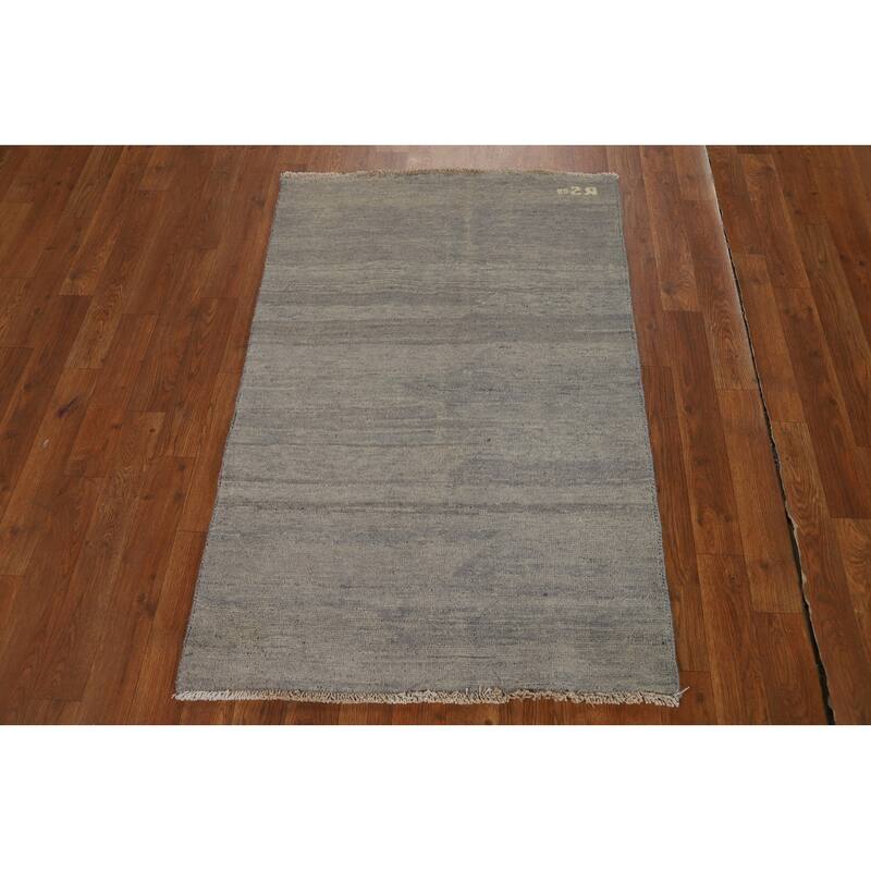 Modern Stripe Gabbeh Oriental Rug Hand-Knotted Wool Carpet - 2'8"x 4'0"