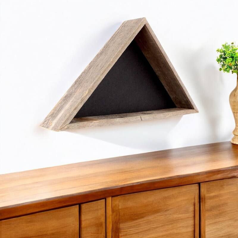 HomeRoots 26" X 14" Gray Wood Triangle Hanging Dimensional Sculpture - 14W x 4 D x 26 H