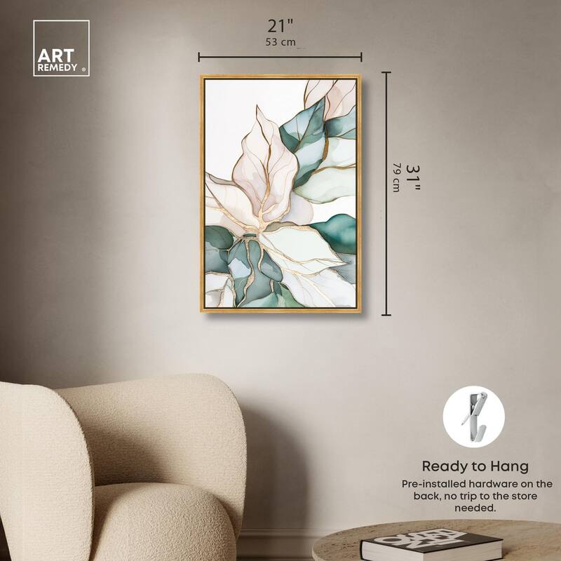 Pastel Leaves with Gold II Canvas by Art Remedy