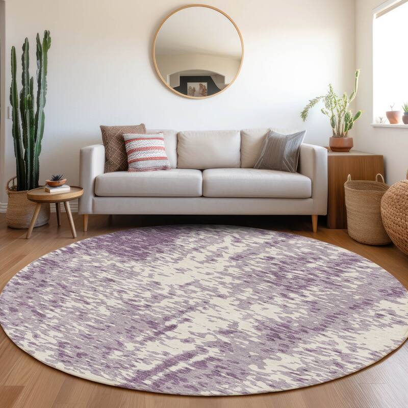 Premium Washable Super Soft Abstract Causal Mayfield Rug - Lavender - 8' x 8'