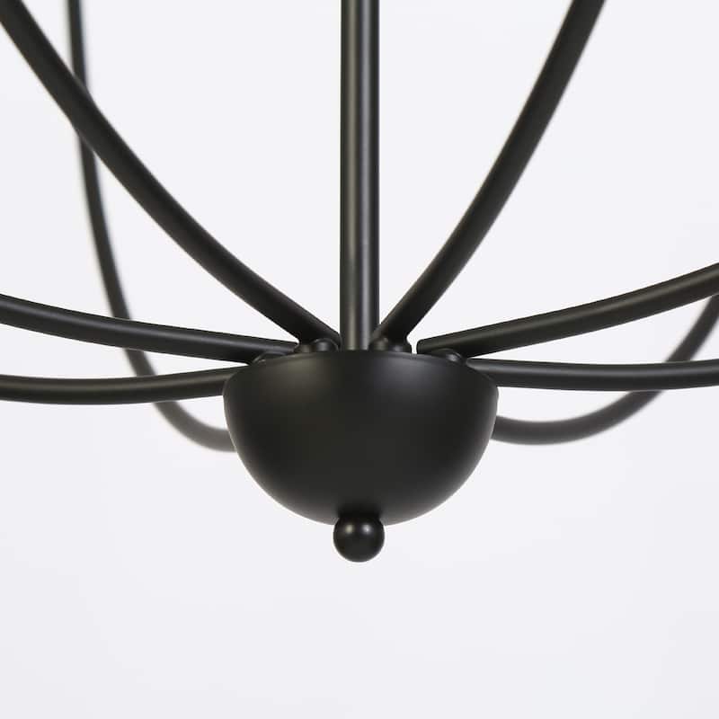 Modern 8-Light Matte Black Chandelier with Bowl-Shape for Dining Room - 35 " × 23.6 "