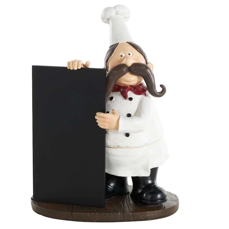 Black Polystone Chef Decorative Sculpture with Chalkboard