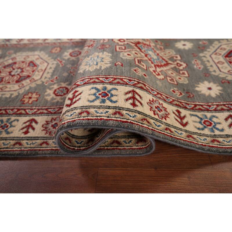 Gray Kazak Runner Rug Hand-Knotted Wool Carpet - 2'8" x 16'3"