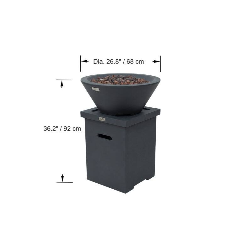 Portland 27" Round Fire Bowl w/ Pedestal Stand