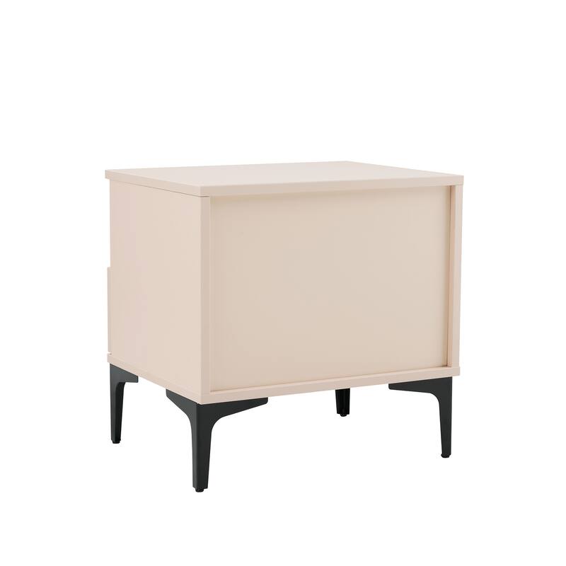 Modern Nightstand with Drawer and Open Shelf Metal Frame Design