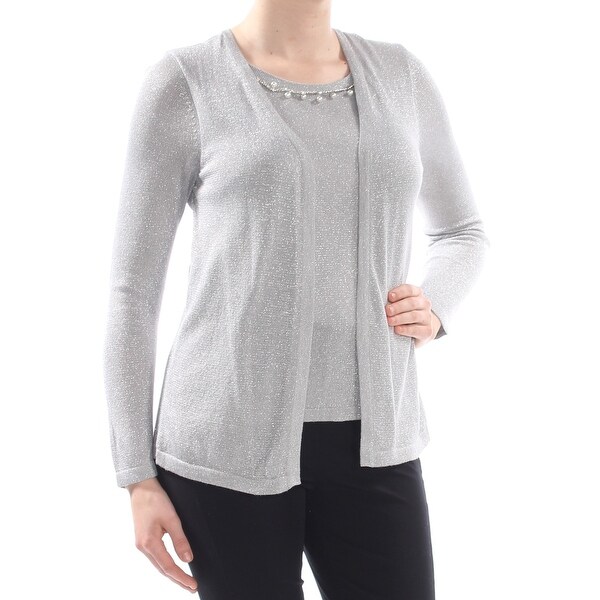 long silver cardigan
