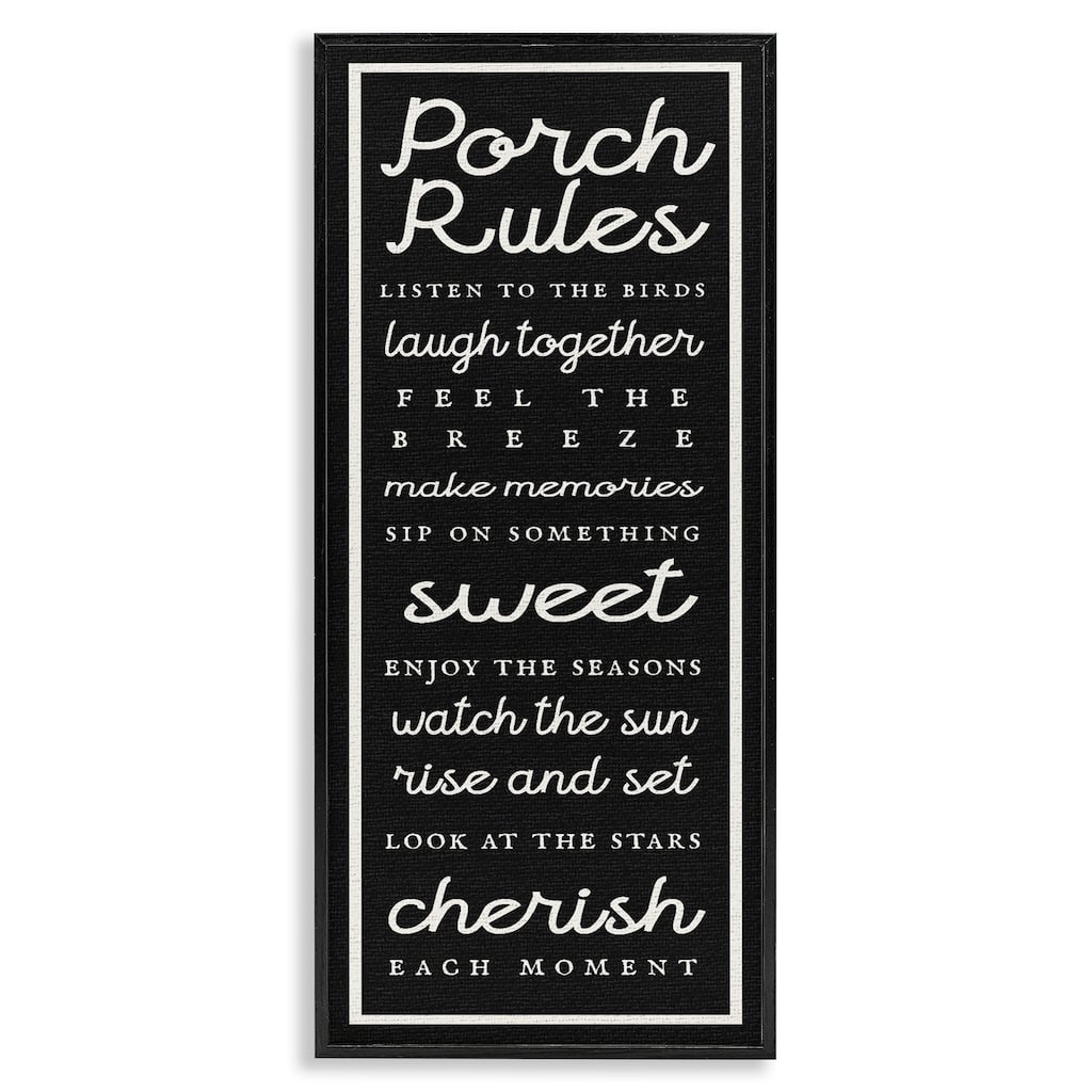 Stupell Porch Rules on Black Framed Giclee Art Design By Lil' Rue