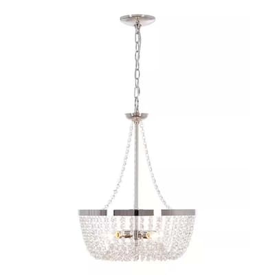 Alsy 16"W 4-Lights Bling Polished Nickel Pendant Chandelier with Crystal Glass Beads