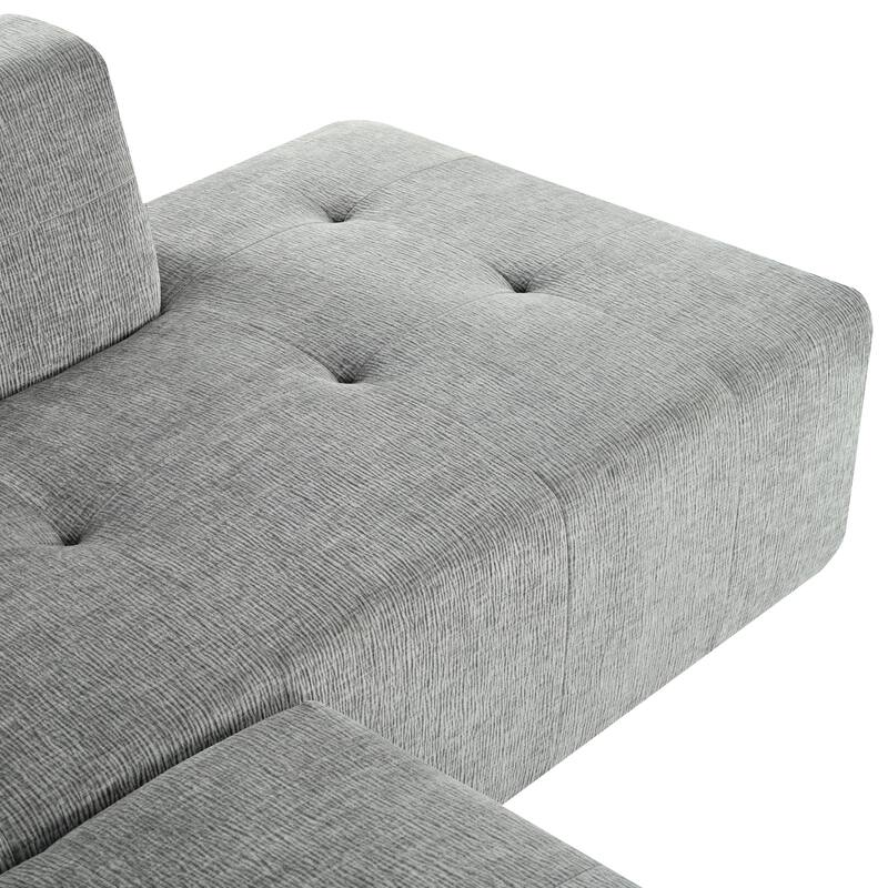 112.2" Chenille Modular L-Shaped Sofa Bed with Free Combination Design and No-Assembly Required
