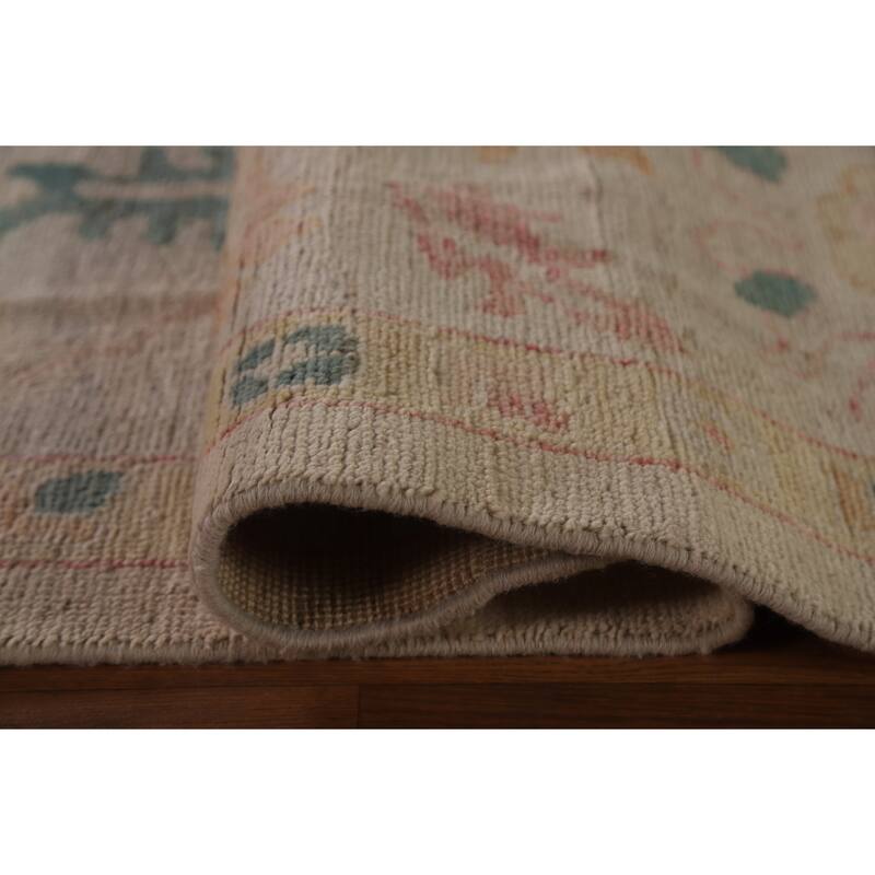 Floral Oushak Turkish Area Rug Handmade Vegetable Dye Wool Carpet - 8'10"x 11'10"
