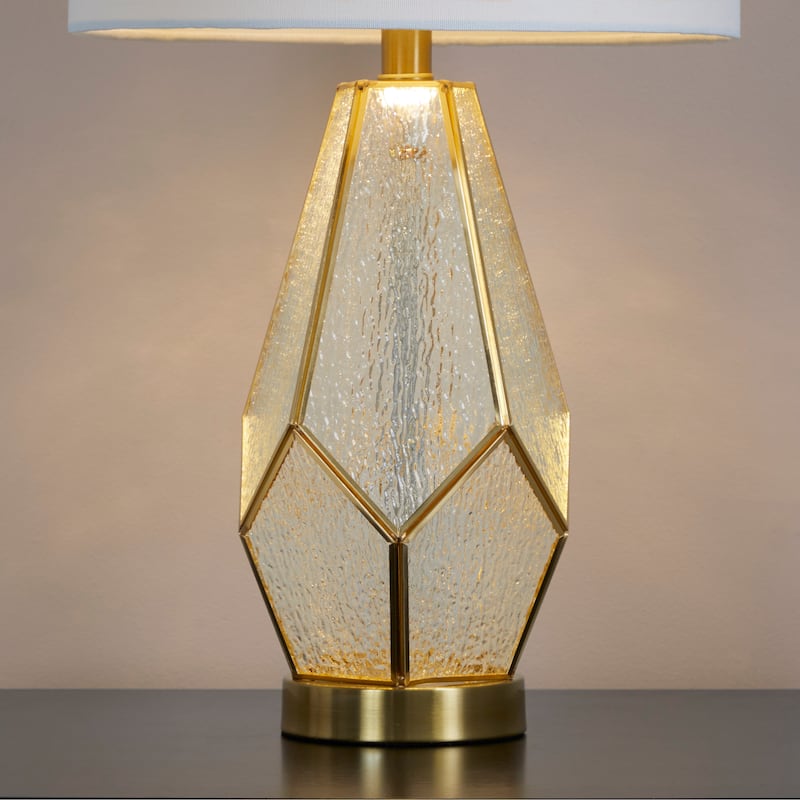 Geo Rain Glass 25" Table Lamp - Set of 2