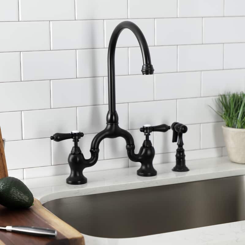 Kingston Brass Heirloom Bridge Kitchen Faucets with Brass Sprayer