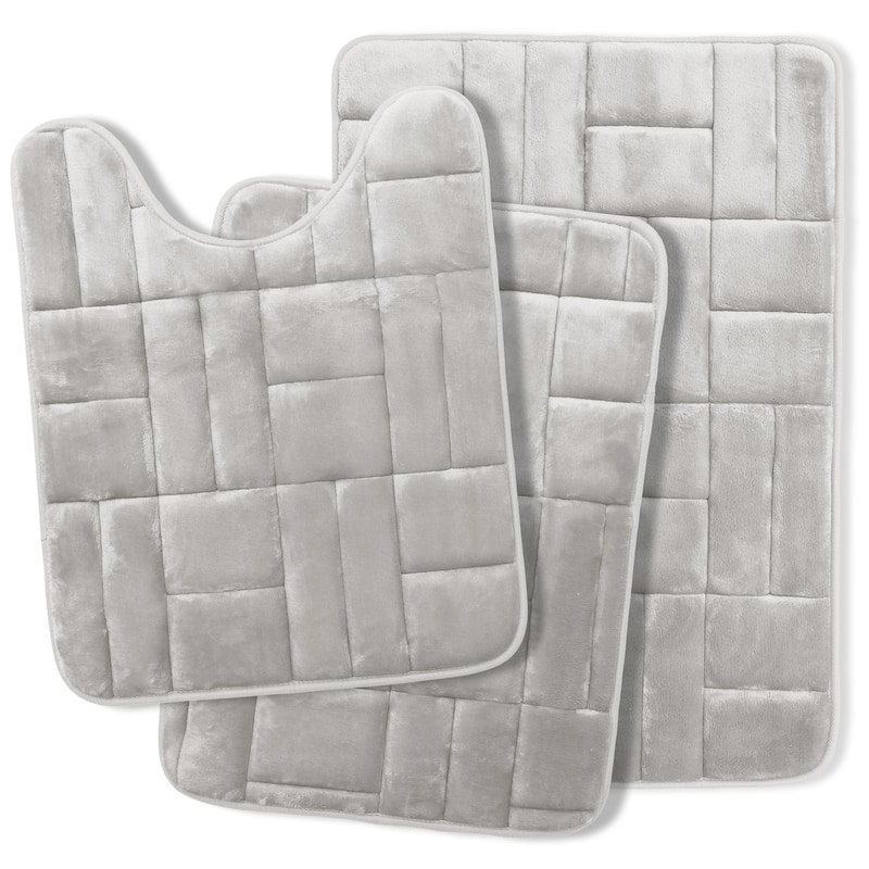 Clara Clark Ultra Soft Non Slip and Absorbent Bath Rug - Tiled Velvet Memory Foam Bath Mat