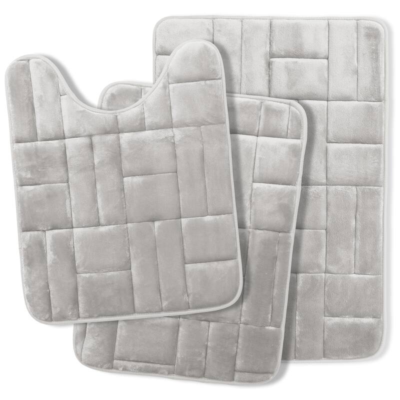 Clara Clark Ultra Soft Non Slip and Absorbent Bath Rug - Tiled Velvet Memory Foam Bath Mat