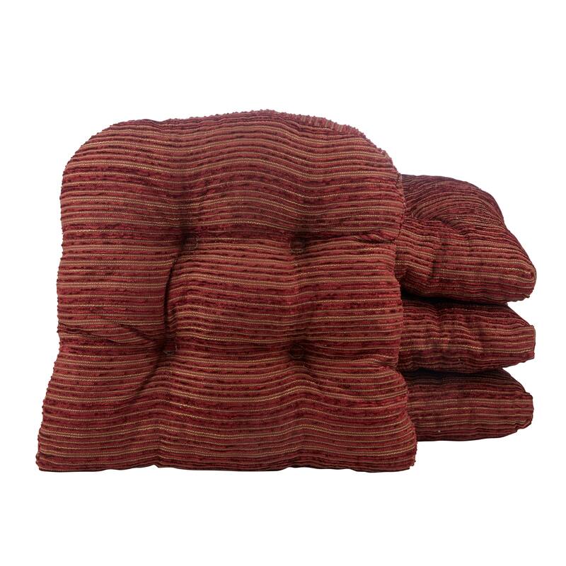 Klear Vu Chance Memory Foam Dining Chair Cushion Set (Set of 4) - Burgundy