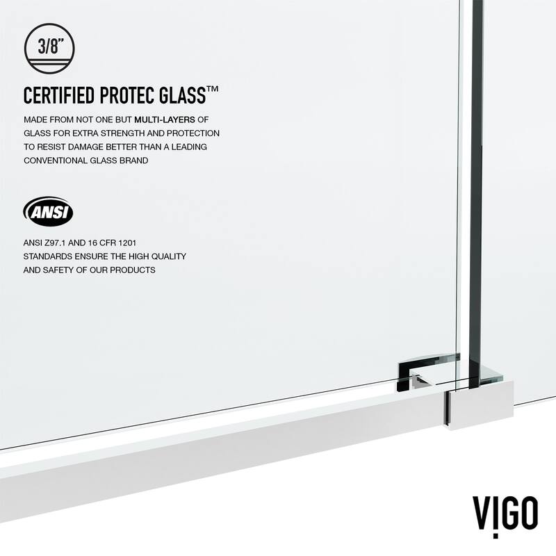 VIGO Elan Hart Frameless Sliding Shower Door