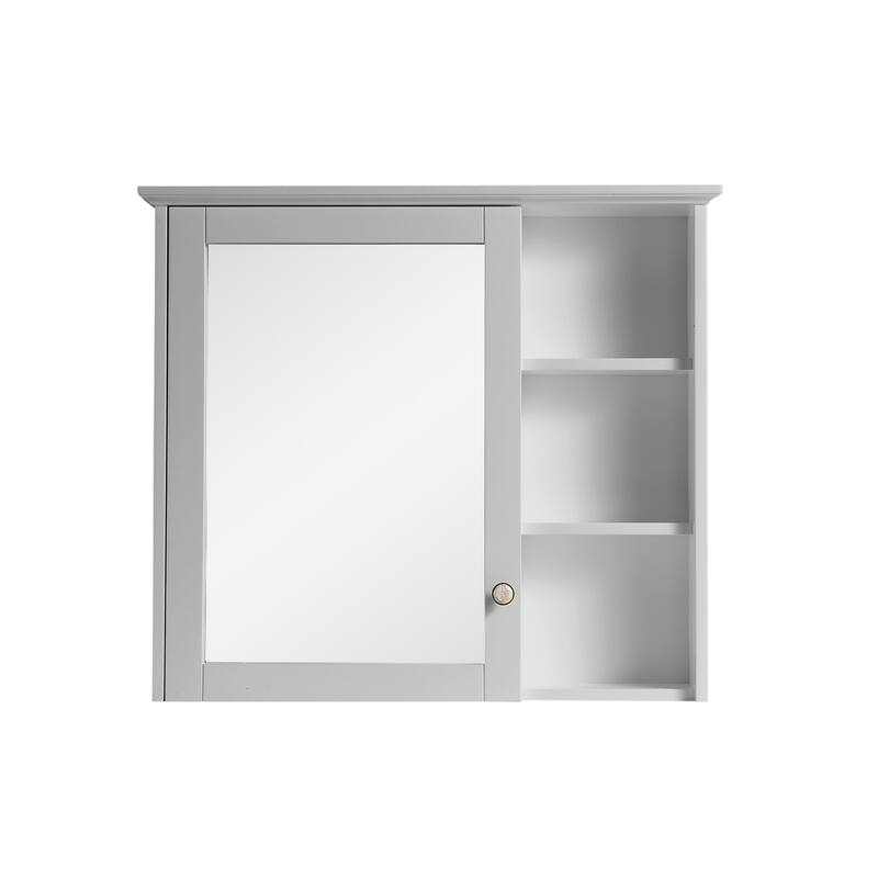 Modern Surface Mount Solid Wood Framed Medicine Cabinet With Mirror and Shelves