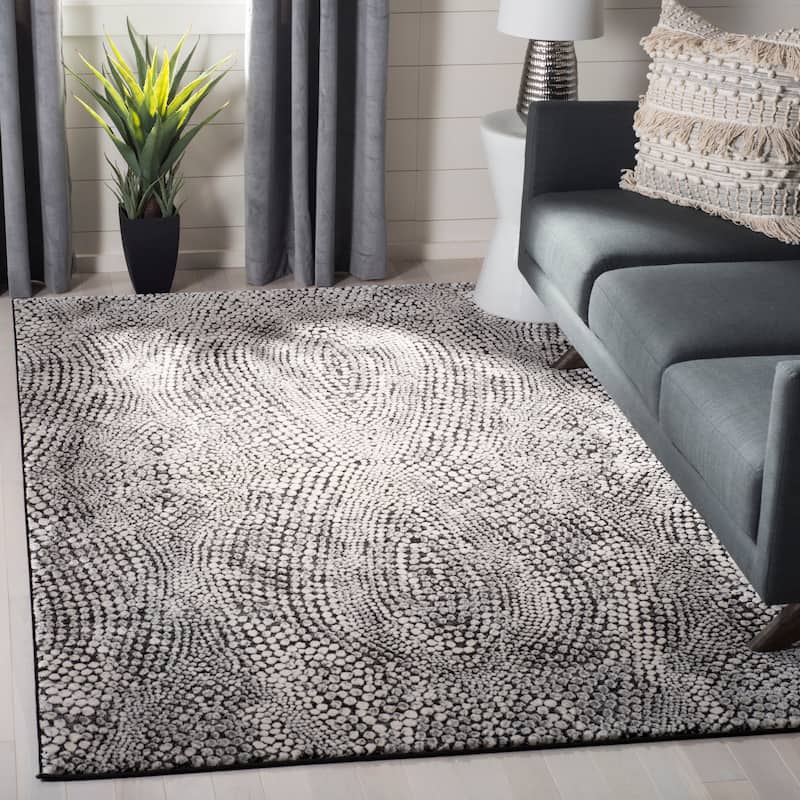SAFAVIEH Lurex Jaana Modern Abstract Polyester Rug - 9' x 12' - Black/Light Grey - Rectangle