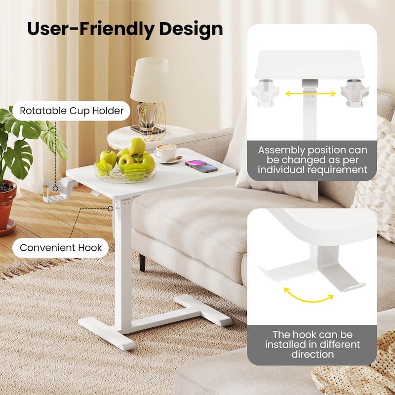 Costway C Shaped Side Table Height Adjustable Overbed Bedside Table - See Details